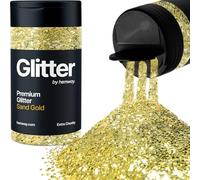 Hemway Premium Glitter Shaker - Sand Gold | 115g Extra Chunky Metallic Flake Sequins for Resin & Epoxy Crafts | Craft Supplies for Tumblers, Festival, Hair, Face, Body, Eye & Nail Art