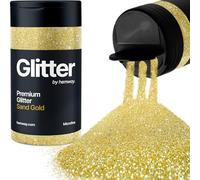 Hemway Premium Glitter Shaker - Sand Gold | 125g Microfine Metallic Flake Sequins for Resin & Epoxy Crafts | Craft Supplies for Tumblers, Festival, Hair, Face, Body, Eye & Nail Art