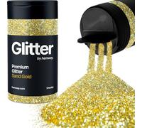 Hemway Premium Glitter Shaker - Sand Gold | 130g Chunky Metallic Flake Sequins for Resin & Epoxy Crafts | Craft Supplies for Tumblers, Festival, Hair, Face, Body, Eye & Nail Art