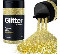 Hemway Premium Glitter Shaker - Sand Gold | 130g Fine Metallic Flake Sequins for Resin & Epoxy Crafts | Craft Supplies for Tumblers, Festival, Hair, Face, Body, Eye & Nail Art