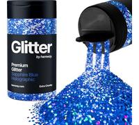 Hemway Premium Glitter Shaker - Sapphire Blue Holographic | 115g Extra Chunky Metallic Flake Sequins for Resin & Epoxy Crafts | Craft Supplies for Tumblers, Festival, Hair, Face, Body & Nail Art