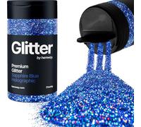 Hemway Premium Glitter Shaker - Sapphire Blue Holographic | 130g Chunky Metallic Flake Sequins for Resin & Epoxy Crafts | Craft Supplies for Tumblers, Festival, Hair, Face, Body, Eye & Nail Art