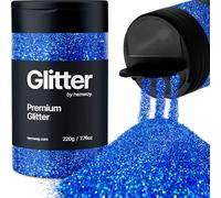 Hemway Premium Glitter Shaker - Sapphire Blue Holographic | 220g Ultrafine Metallic Flake Sequins for Resin & Epoxy Crafts | Craft Supplies for Tumblers, Festival, Hair, Face, Body, Eye & Nail Art