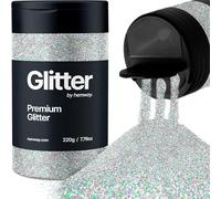 Hemway Premium Glitter Shaker - Silver Holographic | 200g Ultrafine Metallic Flake Sequins for Resin & Epoxy Crafts | Craft Supplies for Tumblers, Festival, Hair, Face, Body, Eye & Nail Art