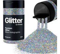 Hemway Premium Glitter Shaker - Silver Holographic Mix | 105g Mixed Size Metallic Flake Sequins for Resin & Epoxy Crafts | Craft Supplies for Tumblers, Festival, Hair, Face, Body, Eye & Nail Art