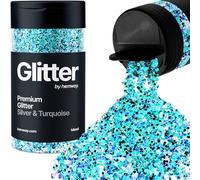 Hemway Premium Glitter Shaker - Silver Thai Disc Mix | 105g Mixed Size Metallic Flake Sequins for Resin & Epoxy Crafts | Craft Supplies for Tumblers, Festival, Hair, Face, Body, Eye & Nail Art