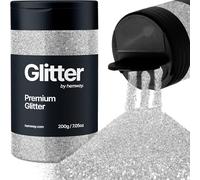 Hemway Premium Glitter Shaker - Silver | Ultrafine Metallic Flake Sequins for Resin & Epoxy Crafts | Craft Supplies for Tumblers, Festival, Hair, Face, Body, Eye & Nail Art | 200 g