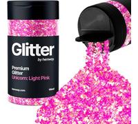 Hemway Premium Glitter Shaker - Unicorn Light Pink Mix | 105g Mixed Size Metallic Flake Sequins for Resin & Epoxy Crafts | Craft Supplies for Tumblers, Festival, Hair, Face, Body, Eye & Nail Art