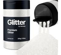 Hemway Premium Glitter Shaker - White | 200g Ultrafine Metallic Flake Sequins for Resin & Epoxy Crafts | Craft Supplies for Tumblers, Festival, Hair, Face, Body, Eye & Nail Art