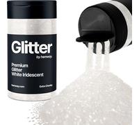 Hemway Premium Glitter Shaker - White Iridescent | 115g Extra Chunky Metallic Flake Sequins for Resin & Epoxy Crafts | Craft Supplies for Tumblers, Festival, Hair, Face, Body, Eye & Nail Art