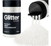 Hemway Premium Glitter Shaker - White Iridescent | 130g Ultrafine Metallic Flake Sequins for Resin & Epoxy Crafts | Craft Supplies for Tumblers, Festival, Hair, Face, Body, Eye & Nail Art