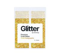 Hemway Premium Glitter Shakers - Gold Holographic | 130g (2 Pack) Chunky Metallic Flake Sequins for Resin & Epoxy Crafts | Craft Supplies for Tumblers, Festival, Hair, Face, Body, Eye & Nail Art