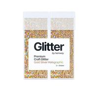 Hemway Premium Glitter Shakers - Gold Silver Holographic | 130g (2 Pack) Ultrafine Metallic Flake for Resin & Epoxy Crafts | Craft Supplies for Tumblers, Festival, Face, Body, Eye & Nail Art