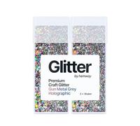 Hemway Premium Glitter Shakers - Gun Metal Grey Holographic | 130g (2 Pack) Chunky Metallic Flake for Resin & Epoxy Crafts | Craft Supplies for Tumblers, Festival, Face, Body, Eye & Nail Art