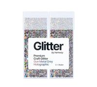 Hemway Premium Glitter Shakers - Gun Metal Grey Holographic | 130g (2 Pack) Fine Metallic Flake Sequins for Resin & Epoxy Crafts | Craft Supplies for Tumblers, Festival, Face, Body, Eye & Nail Art