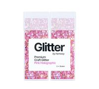 Hemway Premium Glitter Shakers - Pink Holographic | Extra Chunky Metallic Flake Sequins for Resin & Epoxy Crafts | Craft Supplies for Tumblers, Festival, Face, Body, Eye & Nail Art | 130 g (2 Pack)