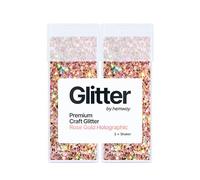 Hemway Premium Glitter Shakers - Rose Gold Holographic | 130g (2 Pack) Extra Chunky Metallic Flake for Resin & Epoxy Crafts | Craft Supplies for Tumblers, Festival, Face, Body, Eye & Nail Art