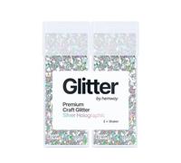 Hemway Premium Glitter Shakers - Silver Holographic | 130g (2 Pack) Extra Chunky Metallic Flake Sequins for Resin & Epoxy Crafts | Craft Supplies for Tumblers, Festival, Face, Body, Eye & Nail Art