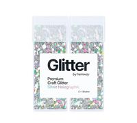 Hemway Premium Glitter Shakers - Silver Holographic | 130g (2 Pack) Super Chunky Metallic Flake Sequins for Resin & Epoxy Crafts | Craft Supplies for Tumblers, Festival, Face, Body, Eye & Nail Art