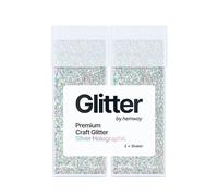 Hemway Premium Glitter Shakers - Silver Holographic | 130g (2 Pack) Ultrafine Metallic Flake Sequins for Resin & Epoxy Crafts | Craft Supplies for Tumblers, Festival, Face, Body, Eye & Nail Art