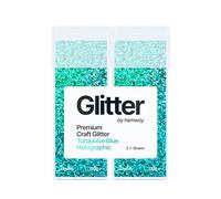 Hemway Premium Glitter Shakers - Turquoise Blue Holographic | 130g (2 Pack) Chunky Metallic Flake for Resin & Epoxy Crafts | Craft Supplies for Tumblers, Festival, Face, Body, Eye & Nail Art
