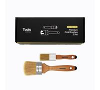 Hemway Premium Handmade Oval Chalk, Lacquer & Wax Paint Brush Set (Pack Of 2) Brushes For Painting Or Waxing Furniture, Walls