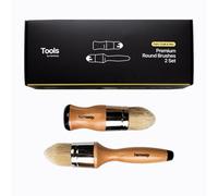 Hemway Premium Handmade Round-Headed Chalk, Lacquer & Wax Paint Brush Set (Pack Of 2) Brushes For Painting, Waxing & Finishing