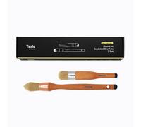 Hemway Premium Handmade Sculpted-Head Chalk, Lacquer & Wax Paint Brush Set (Pack Of 2) Sash & Round Brushes For Painting & Waxing