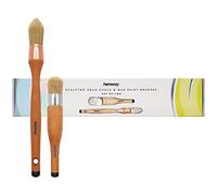Hemway Premium Handmade Sculpted-Head Chalk, Lacquer & Wax Paint Brush Set (Pack of 2) | Sash & Round Brushes for Painting or Waxing Furniture, Walls & Ceilings | Tools for DIY or a Shabby Chic Finish