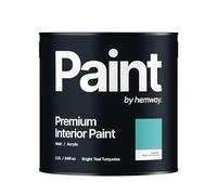 Hemway - Premium Interior Paint - Bright Teal Turquoise 2.5 L | Indoor Matt Finish, Acrylic & Water-Based Emulsion | Quick Dry & High Coverage for the Kitchen, Bathroom & Bedroom