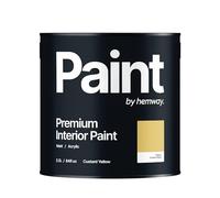 Hemway - Premium Interior Paint - Custard Yellow 2.5 L | Indoor Matt Finish, Acrylic & Water-Based Emulsion | Quick Dry & High Coverage for the Kitchen, Bathroom & Bedroom