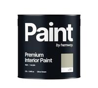 Hemway - Premium Interior Paint - Olive Green 2.5 L | Indoor Matt Finish, Acrylic & Water-Based Emulsion | Quick Dry & High Coverage for the Kitchen, Bathroom & Bedroom