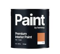 Hemway - Premium Interior Paint - Orange 2.5 L | Indoor Matt Finish, Acrylic & Water-Based Emulsion | Quick Dry & High Coverage for the Kitchen, Bathroom & Bedroom