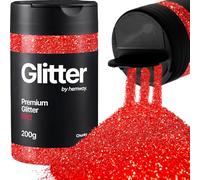 Hemway Red Glitter Shaker, 200g Chunky Glitter for Crafts Metallic Flake Sequins for Resin & Epoxy Crafts for Decorating, Halloween, Christmas, Nail, Face, Bunting, Art