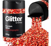 Hemway Red Holographic Glitter Shaker, 200g Super Chunky Glitter for Crafts | for Resin & Epoxy Crafts for Decorating, Halloween, Christmas, Nail, Face, Art