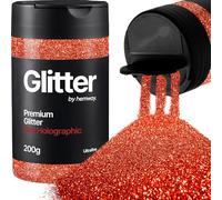 Hemway Red Holographic Glitter Shaker, 210g Ultrafine Glitter for Crafts