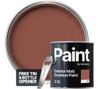 Hemway Red Oxide Exterior Matt Acrylic Paint 2.5L Tin Durable Emulsion Outdoor British-Made Wood, Masonry, Shed, Fence