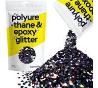 Hemway Resin Glitter Black Holographic 100g Super Chunky | Polyurethane & Epoxy Glitter for Resin Crafts, Tumblers, Coasters, Floor & Table Art