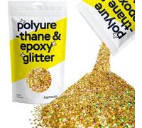 Hemway Resin Glitter Gold Holographic 100g Extra Chunky | Polyurethane & Epoxy Glitter for Resin Crafts, Tumblers, Coasters, Floor & Table Art
