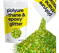 Hemway Resin Glitter Lime Green Holographic 100g Extra Chunky | Polyurethane & Epoxy Glitter for Resin Crafts, Tumblers, Coasters, Floor & Table Art