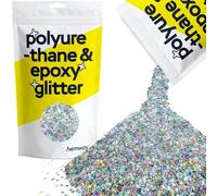 Hemway Resin Glitter Silver Holographic Stars 500g Shaped | Polyurethane & Epoxy Glitter for Resin Crafts, Tumblers, Coasters, Floor & Table Art