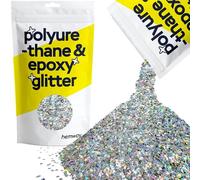 Hemway Resin Glitter Silver Holographic Stars & Moons 100g | Polyurethane & Epoxy Glitter for Resin Crafts, Tumblers, Coasters, Floor & Table Art