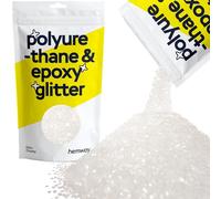 Hemway Resin Glitter White Iridescent 100g Extra Chunky | Polyurethane & Epoxy Glitter for Resin Crafts, Tumblers, Coasters, Floor & Table Art
