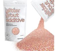 Hemway Rose Gold Holographic Glitter Grout Additive Ultrafine 100g Metallic Flakes for Adding Sparkle to Kitchen & Bathroom Tiles | Enhance Your Indoor Grouting Projects with a Durable Sparkly Effect