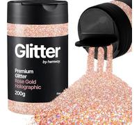 Hemway Rose Gold Holographic Glitter Shaker, 200g Fine Glitter for Crafts Metallic Flake Sequins for Resin & Epoxy Crafts for Decorating, Halloween, Christmas, Nail, Face, Bunting, Art