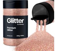 Hemway Rose Gold Holographic Glitter Shaker, 220g Ultrafine Glitter for Crafts Metallic Flake Sequins for Resin & Epoxy Crafts for Decorating, Halloween, Christmas, Nail, Face, Bunting, Art