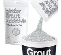 Hemway Silver Holographic Glitter Grout Additive Chunky 100g Metallic Flakes for Adding Sparkle to Kitchen & Bathroom Tiles | Enhance Your Indoor Grouting Projects with a Durable Sparkly Effect