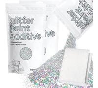 Hemway Silver Holographic Glitter Paint Additive 200g with 2X Buffing Pads for Adding Sparkle to Paints & Varnish | Paint Walls Sparkly Add to Emulsion, Acrylic or Lacquer Indoor