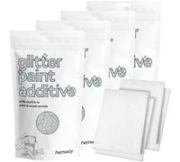 Hemway Silver Holographic Glitter Paint Additive 400g with 4X Buffing Pads for Adding Sparkle to Paints & Varnish | Paint Walls Sparkly Add to Emulsion, Acrylic or Lacquer Indoor