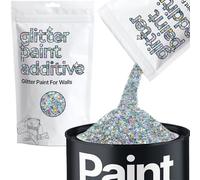 Hemway Silver Holographic Stars Glitter Paint Additive 100g for Adding Sparkle to Paints & Varnish | Paint Walls Sparkly Add to Emulsion, Acrylic or Lacquer Indoor